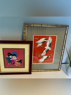 Vintage Asian Wall Prints Framed 
Set of 2